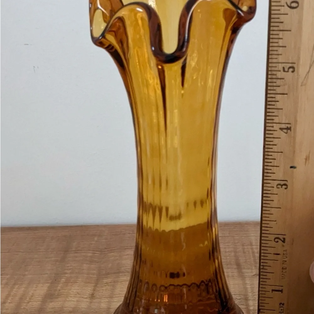 Vintage Amber colored Swung Vase, Marigold Swung Vase by Cozy Cottage Nook